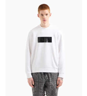 Armani Exchange para hombre. XM000743AF13047U0009 Sudadera con logotipo en vinilo blanco (L), Casual, Algodón