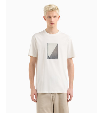 Armani Exchange para hombre. XM000753AF10361U0009 Camiseta con fotorirnt blanco (XL), Casual, Algodón, Manga corta