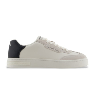 A|X Armani Exchange para hombre. XUX250XV948N480 Zapatillas de piel con inserciones en contraste blanco (46), Plano, Cordones, Casual