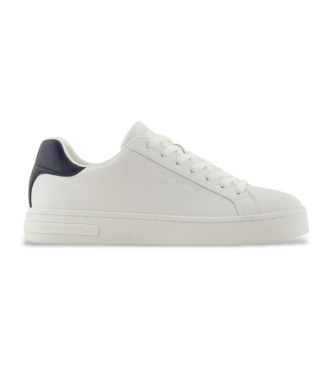 Armani Exchange para hombre. XM000141AF11912M0036 Zapatillas de piel dos tonos blanco, marino (44), Plano, Cordones, Casual