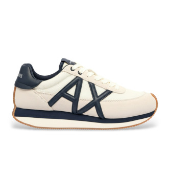 Armani Exchange para hombre. XM001750AF19396MZ258 Zapatillas logotipo beige (46), Plano, Cordones, Casual