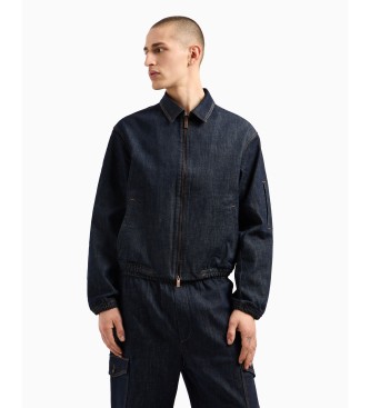 Chaqueta en denim elástico lavado azul (S), Casual, Algodón