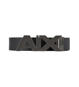 Armani Exchange para homem. Cinto de couro preto, azul-marinho