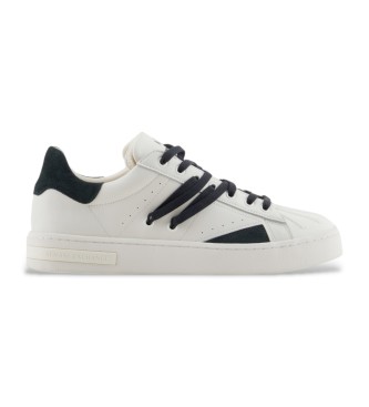 Armani Exchange para hombre. XUX245XV915U384 Zapatillas de piel logo blanco (41.5), Plano, Cordones, Casual