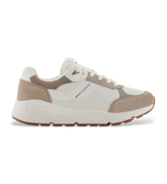 Armani Exchange para hombre. XUX265XV957U662 Zapatillas con tecnología EVA blanco, taupe (41), Plano, Cordones, Casual, Deportivo, Multidepo