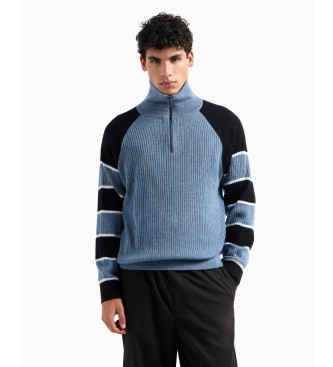 Jersey de cuello alto marino, azul (XS), Casual, Lana