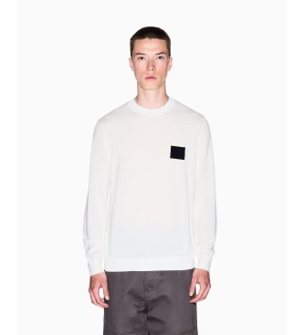 Armani Exchange para hombre. XM001329AF11982U0009 Jersey Liso blaco (L), Blanco, Casual, Lana, Acrílico
