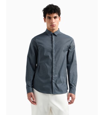 A|X Armani Exchange para hombre. XM000625AF13184F0018 Camisa de manga larga azul (L), Casual, Algodón