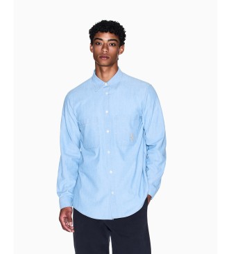 Armani Exchange para hombre. XM000948AF12043MB001 Camisa Style azul (L), Casual, Algodón, Manga larga