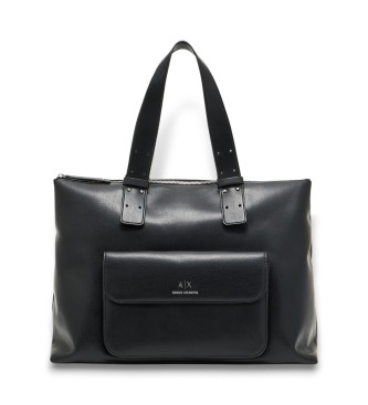 Armani Exchange para mujer. XW002126AF12589UC001 Bolso con bolsillo exterior negro (OSFA), Casual, Poliéster