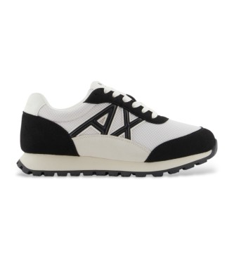 Armani Exchange para mujer. XDX193XV942N480 Zapatillas logo blanco, negro (37), Plano, Cordones, Casual