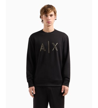 Armani Exchange para hombre. XM000331AF12269UC001 Sudadera cuello redondo negro (S), Casual, Deportivo, Multideporte, Poliéster