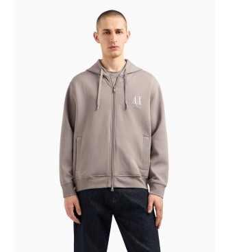 Armani Exchange para hombre. XM000371AF10818U6107 Sudadera con capucha y cremallera completa en algodón-poliéster elástico laminado gris (M)