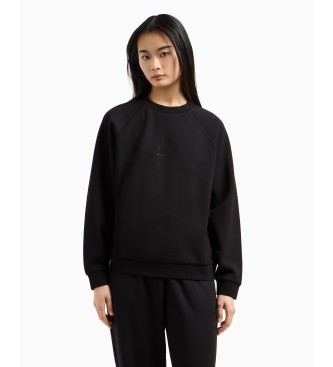 Sudadera de cuello redondo negro (L), Casual, Deportivo, Multideporte, Viscosa