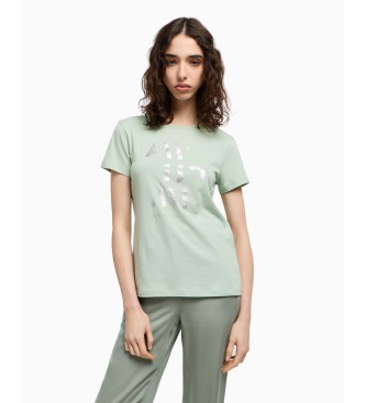 Armani Exchange para mujer. XW000523AF10359U7217 Camiseta de manga corta cuello redondo verde (S), Casual, Algodón