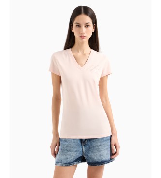 Armani Exchange para mujer. XW000600AF10355U4105 Camiseta de manga corta con cuello en V rosa (XL), Casual, Algodón