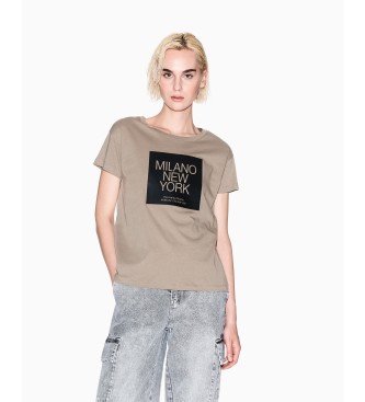 A|X Armani Exchange para mujer. XW001077AF10356U6242 Camiseta Bass marrón (S), Casual, Algodón, Manga corta