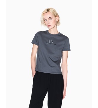 A|X Armani Exchange para mujer. XW001345AF16356U8105 Camiseta Logo Gráfico gris (L), Casual, Algodón, Manga corta