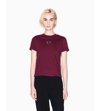 Armani Exchange para mujer. XW001345AF16356UA343 Camiseta Logo Gráfico burdeos (S), Casual, Algodón, Manga corta