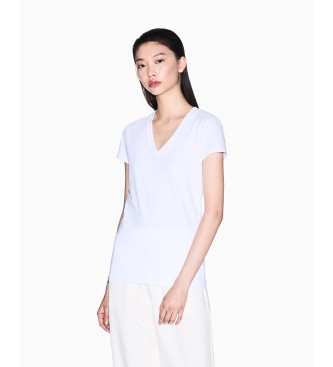 Armani Exchange para mujer. XW001355AF16294U0002 Camiseta Entallada con Logo blanco (L), Casual, Algodón, Manga corta