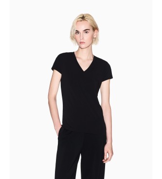 Armani Exchange para mujer. XW001355AF16294UC001 Camiseta Entallada con Logo negro (XXL), Casual, Algodón, Manga corta