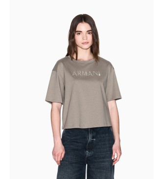 Armani Exchange para mujer. XW001364AF15085U6242 Camiseta Casual marrón (XS), Algodón, Manga corta