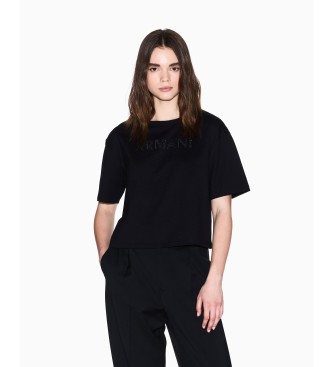 Armani Exchange para mujer. XW001364AF15085UC001 Camiseta Casual negro (S), Algodón, Manga corta