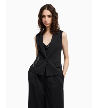 Armani Exchange para mujer. XW000435AF12749UC001 Blazer sin mangas negro (M), Casual, Poliéster, Sin mangas / Tirantes