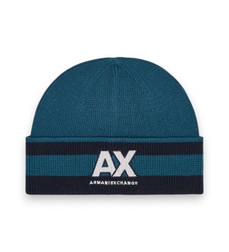 A|X Armani Exchange para hombre. XM001544AF13776MB012 Gorro Beanie Azul (OSFA), Casual, Lana, Viscosa