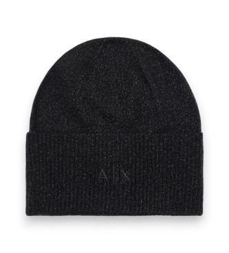 A|X Armani Exchange para mujer. XW001519AF16181MC026 Gorro Beanie negro (OSFA), Casual, Lana, Viscosa