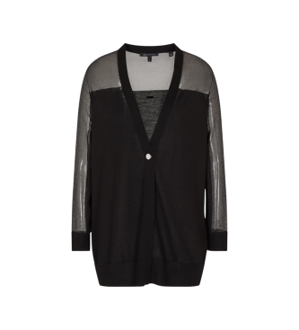 A|X Armani Exchange para mujer. XW001327AF13781MC108 Cárdigan Long fit negro (XL), Casual, Lana, Acrílico