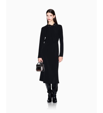 A|X Armani Exchange para mujer. XW000735AF16125UC001 Vestido midi negro (S), Casual, Poliéster, Manga larga
