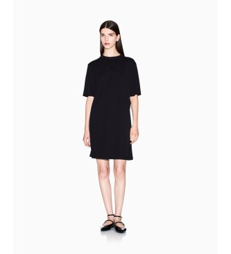 A|X Armani Exchange para mujer. XW000825AF10356UC001 Vestido Camisero negro (L), Casual, Algodón, Manga corta