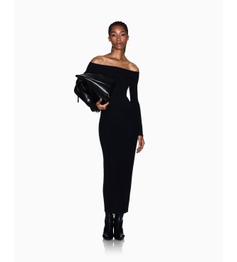 Armani Exchange para mujer. XW001313AF10352UC001 Vestido Maxi negro (XL), Casual, Fiesta, Viscosa, Manga larga