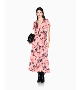 A|X Armani Exchange para mujer. XW001338AF12743F4020 Vestido Floral rosa (S), Casual, Viscosa, Manga corta