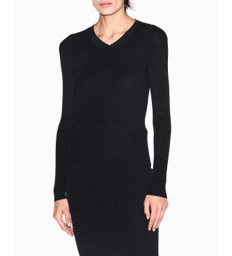 A|X Armani Exchange para mujer. XW001874AF11957MC005 Jersey Slim V (S), Negro, Casual, Clásico, Viscosa