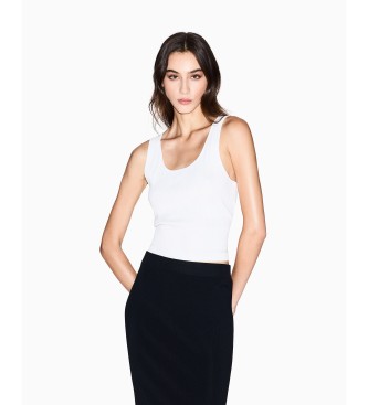 Armani Exchange para mujer. XW001303AF10352U1003 Top Canalé blanco (L), Casual, Viscosa, Sin mangas / Tirantes