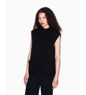 A|X Armani Exchange para mujer. XW001161AF16604UC001 Chaleco de punto negro (L), Casual, Lana, Acrílico, Sin mangas / Tirantes
