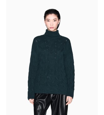 A|X Armani Exchange para mujer. XW000780AF16638U7304 Jersey de punto grueso verde (XS), Casual, Algodón, Manga larga