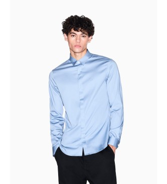 A|X Armani Exchange para hombre. 8NZCBDZN10ZU9289 Camisa Slim Fit azul (L), Casual, Algodón, Manga larga