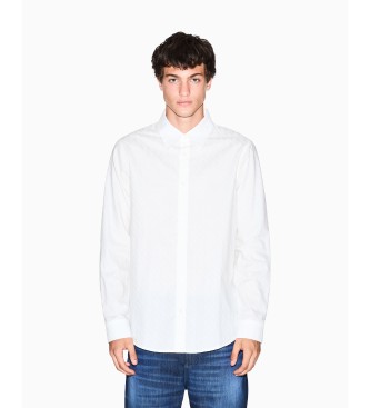 Armani Exchange para hombre. XM001587AF16631U0009 Camisa Logo Jacquuard blanco (L), Casual, Algodón, Clásico, Manga larga