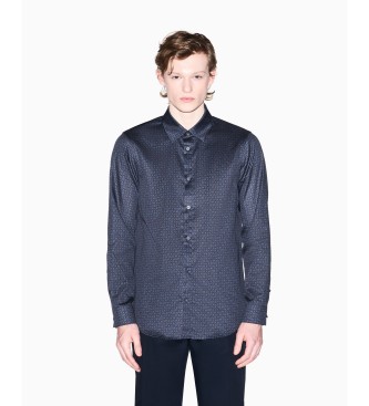 A|X Armani Exchange Homem Azul, Marinho Para Xm001942af19194fb436 Camisa Com Botões Azul-Marinho (Xl), Casual, Algodão, Clássico, Manga Comprida