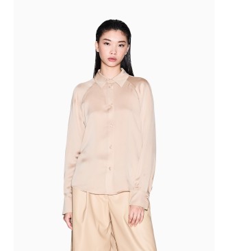 A|X Armani Exchange para mujer. XW000666AF16121U1051 Camisa Satinada beige (S), Casual, Clásico, Viscosa, Manga larga