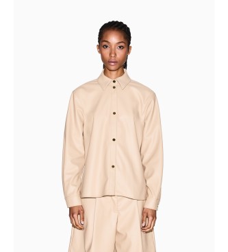 A|X Armani Exchange para mujer. XW001253AF16106U1051 Camisa de Piel Sintética beige (XS), Casual, Poliéster, Manga larga