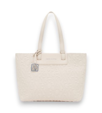 Armani Exchange para mujer. XW001481AF15774U1092 Bolso Logo Integral (OSFA), Beige, Casual, Poliéster
