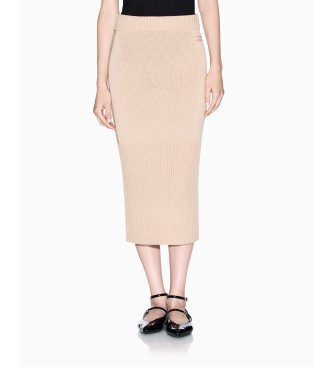 A|X Armani Exchange para mujer. XW001309AF13774U1051 Falda Midi Acanalada beige (M), Casual, Lana, Clásico