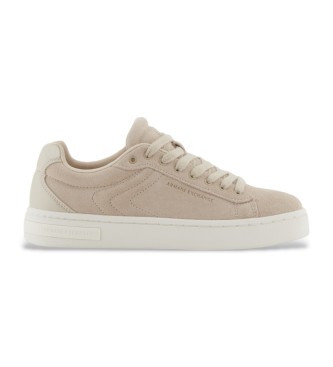 Armani Exchange para mujer. XW001619AF17445U1092 Zapatillas de Piel Groove beige (36), Plano, Cordones, Casual