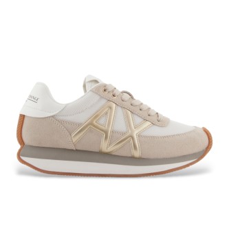 A|X Armani Exchange para mujer. XW002151AF19396MZ285 Zapatillas de Piel Armonia beige (35), 3 a 5cm, Cordones, Casual