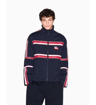A|X Armani Exchange para hombre. XM001398AF13047UB101 Sudadera con capucha y rayas en contraste marino (L), Casual, Algodón
