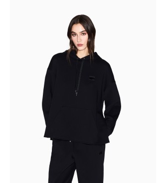 A|X Armani Exchange para mujer. XW000987AF10818UC001 Sudadera con capucha y logo negro (S), Casual, Algodón, Manga larga